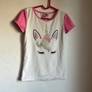 Girls Unicorn PJ set. Size 7 top and bottom.
